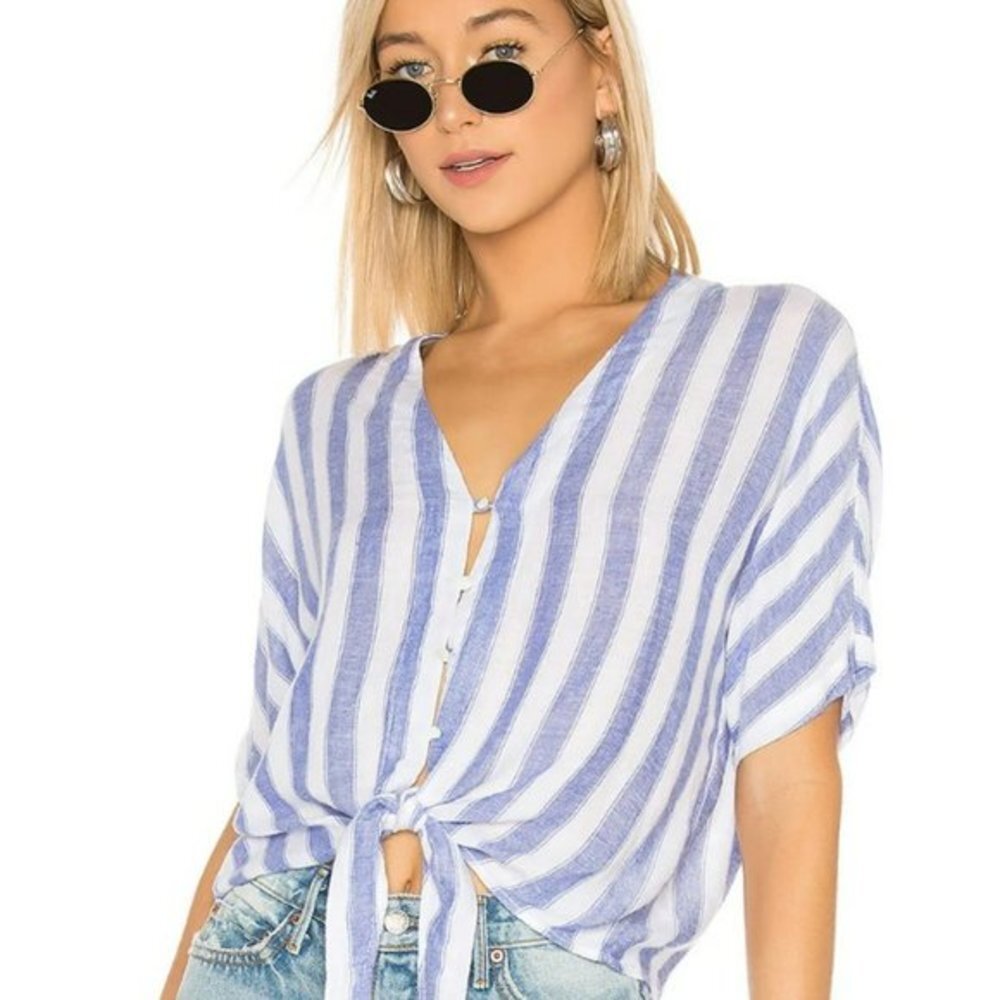 Rails Blue and White Striped Crop Top
